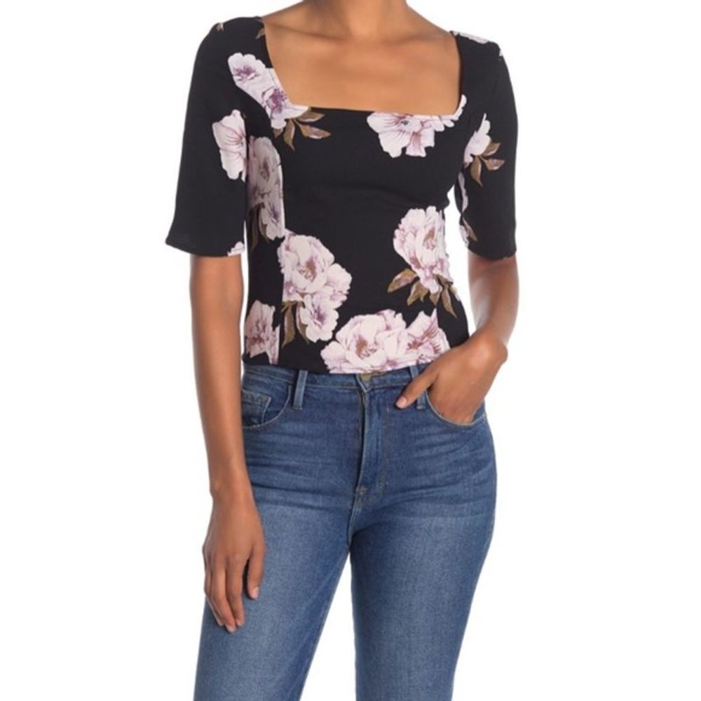 Free Press Floral Square Crop Top NWT